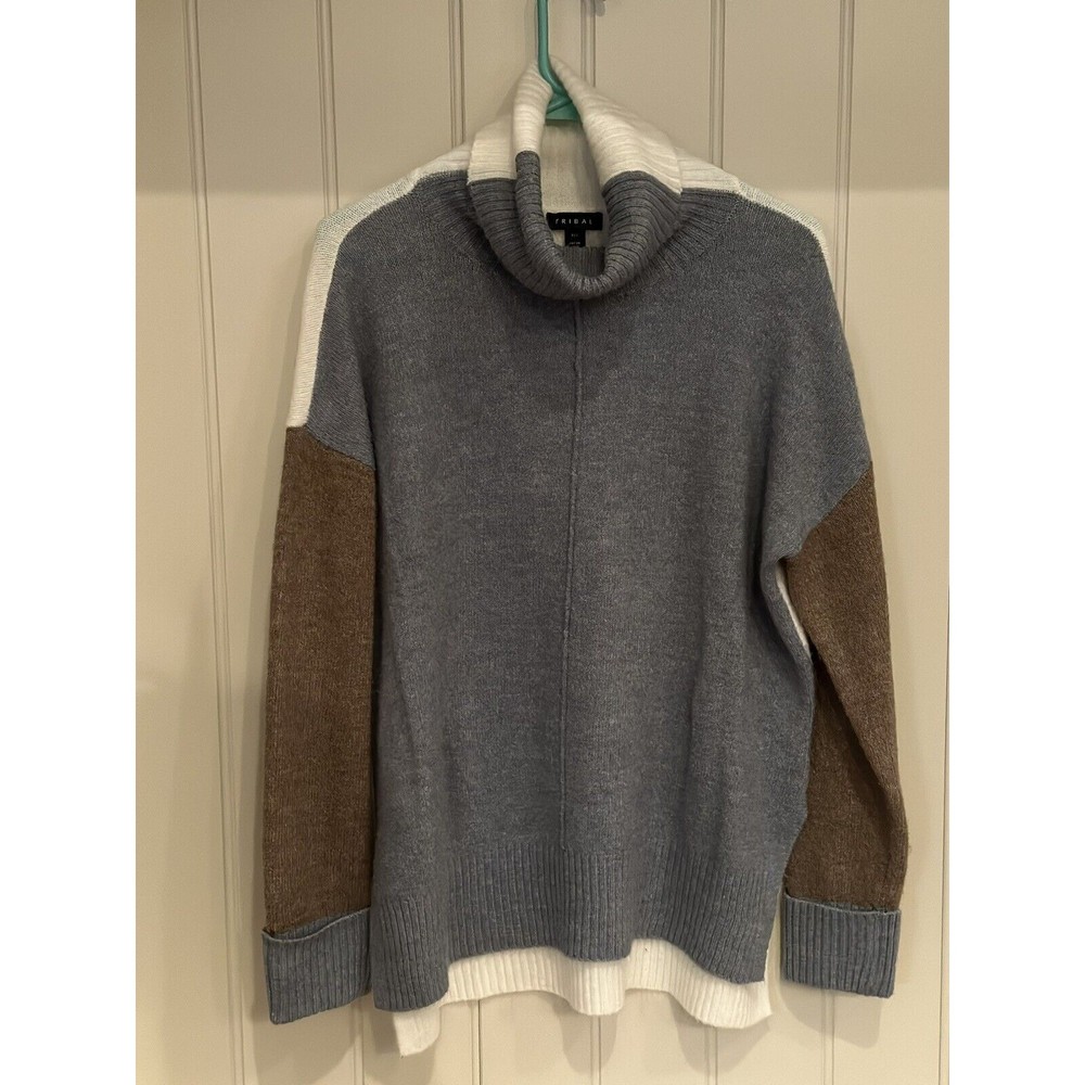 Tribal Color Block Turtleneck Oversized Sweater Size XS‎